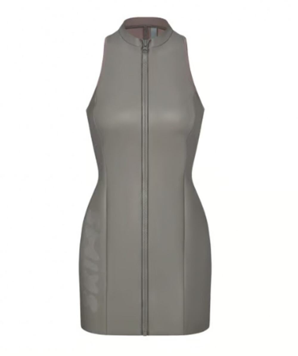 Skims Grey Rubberized Scuba Swim Mock Neck Dress New with tags Size 2X
